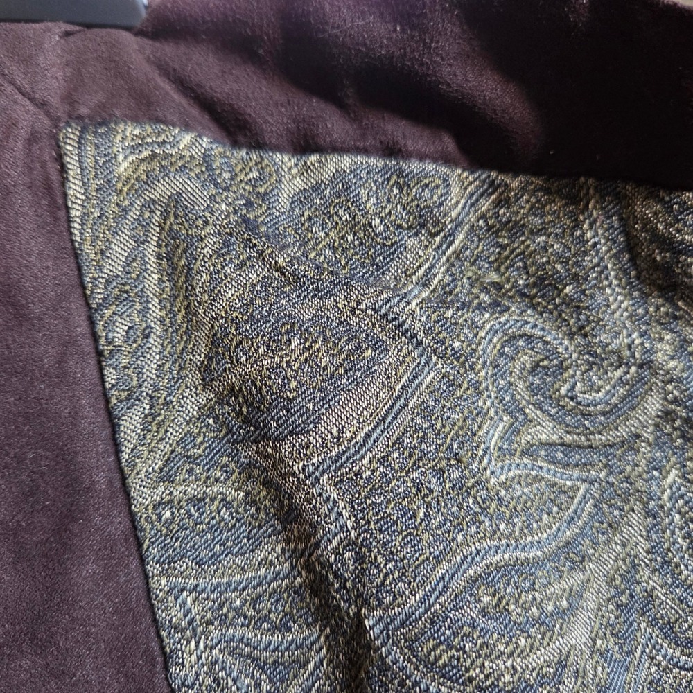 Michael Kors Paisley Print brown trim  pillow Shams set of‎ 2 dry clean Silk
